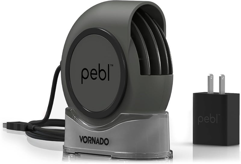 Vornado مروحة مكتب محمولة PEBL، مروحة USB، قاعدة مغناطيسية، تدفق هواء قابل للتعديل، تبريد شخصي، إعدادات سرعة 2، محول حائط متضمن، مثالية للاستخدام في المنزل أو المكتب أو السفر - Image 1